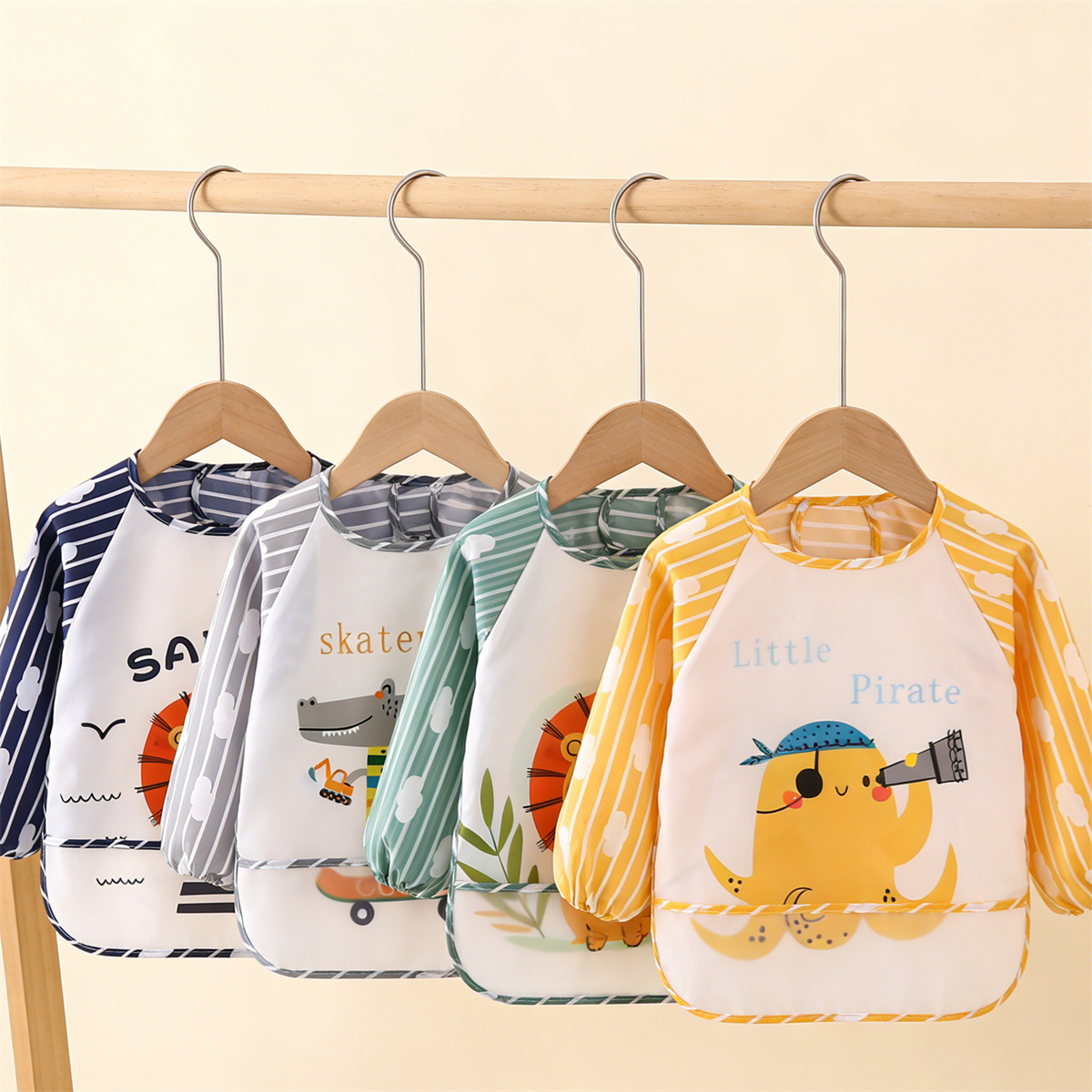 Baby Food Product - 2pcs Waterproof Full Sleeve Baby Bibs
