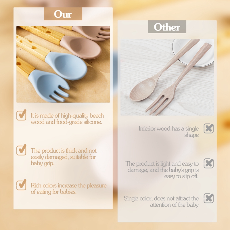 2PCS Baby Bamboo Fork Silicone - đánh giá và giá Baby Food Organic