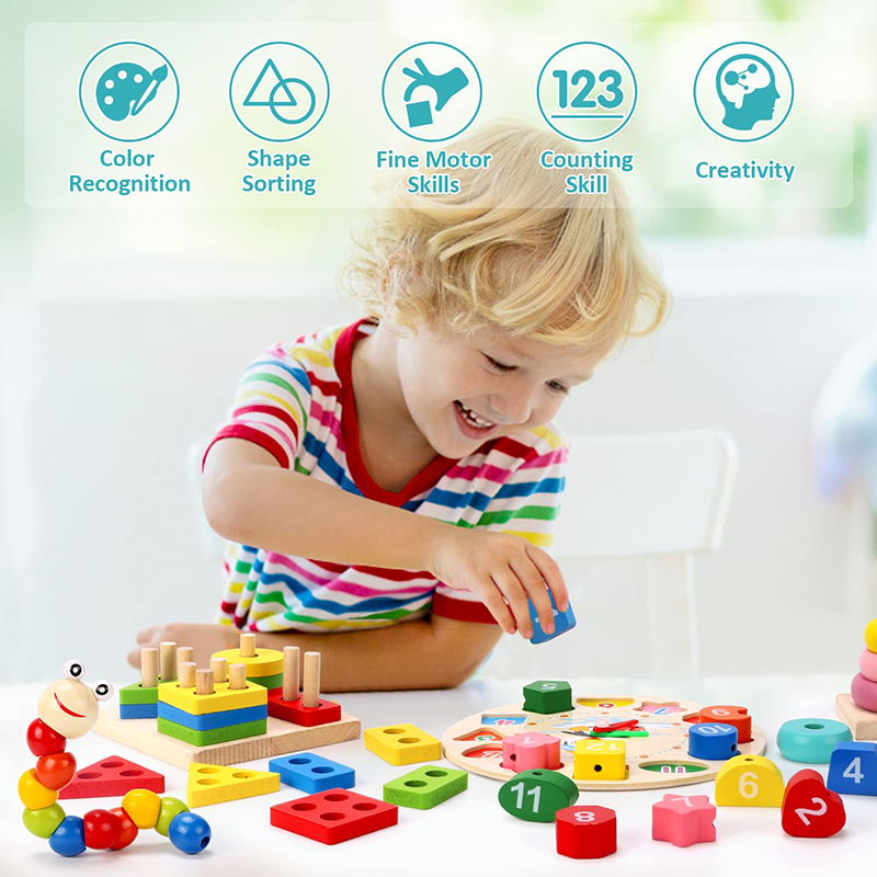 5-6pcs/set Montessori Wooden T - đánh giá và giá Baby Food Product