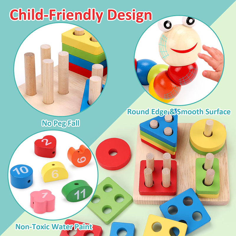 5-6pcs/set Montessori Wooden T - đánh giá và giá Baby Food Product