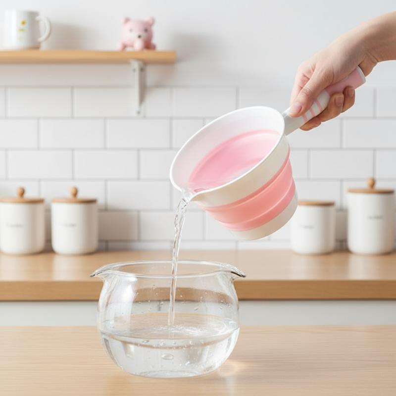 Foldable Silicone Water Scoop  - đánh giá và giá Baby Kitchen Food